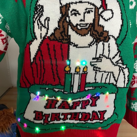 Happy Birthday Jesus Light Up Christmas Sweater Size 1X‎ - Picture 5 of 7